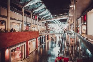 Inside a shopping centre